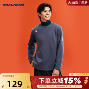 022C P424M069 Skechers斯凯奇男士 秋冬舒适加绒保暖针织套头卫衣