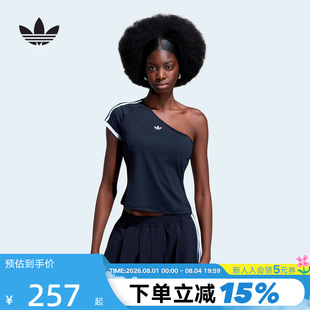 adidas阿迪达斯三叶草露肩斜肩半袖女Adilenium 5.0短袖T恤KY5180