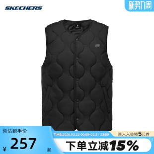 Skechers斯凯奇男女同款 L425U092 秋冬棉背心防风保暖梭织棉马甲