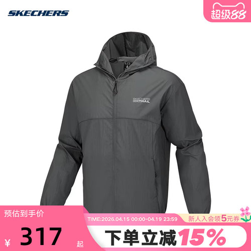 Skechers斯凯奇26夏男女梭织连帽外套轻薄舒适运动上衣 P226U006