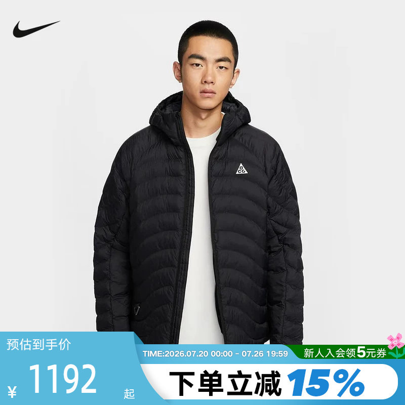 耐克ACG棉服男冬季户外宽松面包服黑色连帽P棉夹克外套HJ3736-010