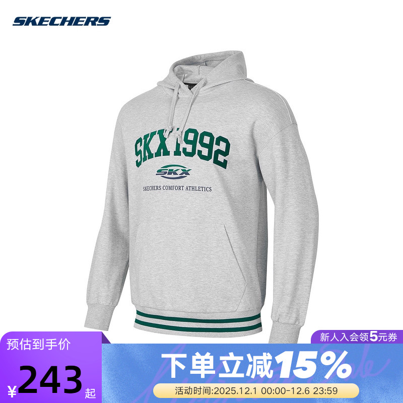 Skechers斯凯奇秋冬男女同款百搭针织连帽套头卫衣 P424U023/01UV