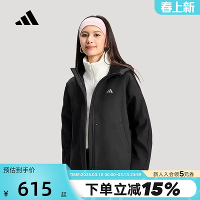 adidas阿迪达斯加绒软壳连帽外套SOFTSHELL春秋女梭织夹克 KS2782