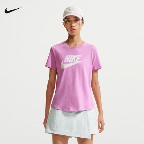Nike耐克女子印花T恤夏新款宽松圆领棉质透气短袖上衣DX7907-504