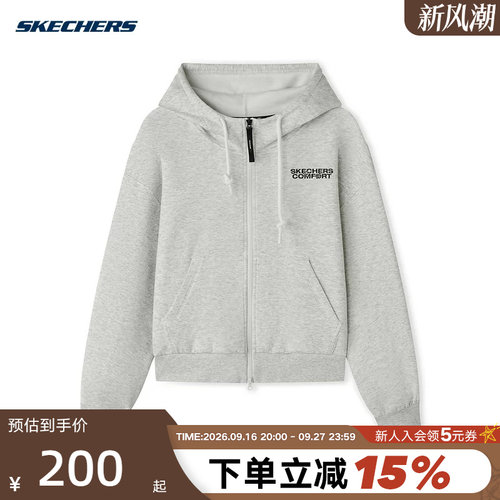 Skechers斯凯奇秋女子休闲上衣运动服连帽针织外套 L325W010/0248
