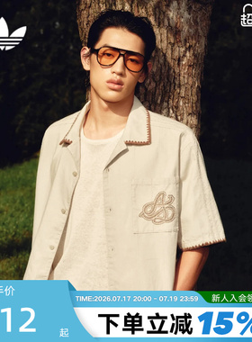 adidas阿迪达斯三叶草度假风提花衬衫秋男RESORT S短袖T恤 KW8185