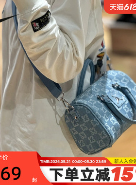 Jordan耐克单肩包男包女包满印花复古牛仔运动包手拎包IZ8440-412