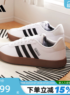 adidas阿迪达斯T头鞋板鞋运动秋男VL COURT 3.0德训小白鞋ID6285