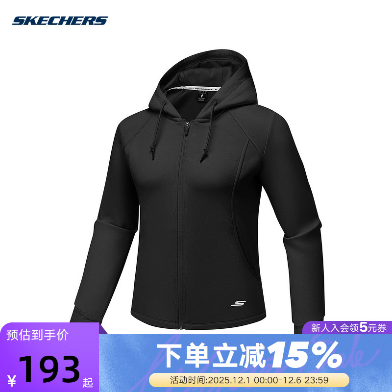 Skechers斯凯奇女士亲肤柔软舒适针织连帽外套 P425W065/0018