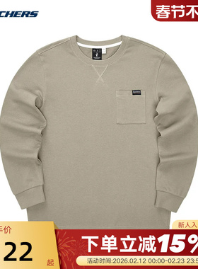 Skechers斯凯奇男士秋季圆领休闲针织长袖T恤衫 L324M021/01NC