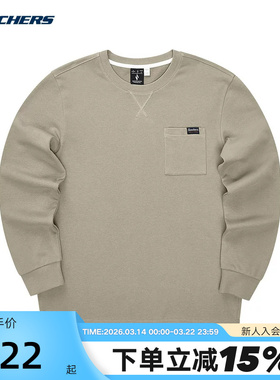 Skechers斯凯奇男士秋季圆领休闲针织长袖T恤衫 L324M021/01NC