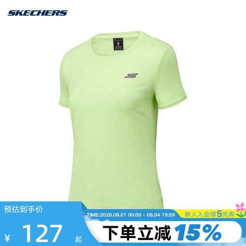 Skechers斯凯奇夏季女士运动短袖休闲圆领针织T恤衫P225W016/013E