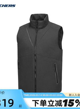 Skechers斯凯奇春男女同款棉服梭织裥棉马甲P125U019/053F