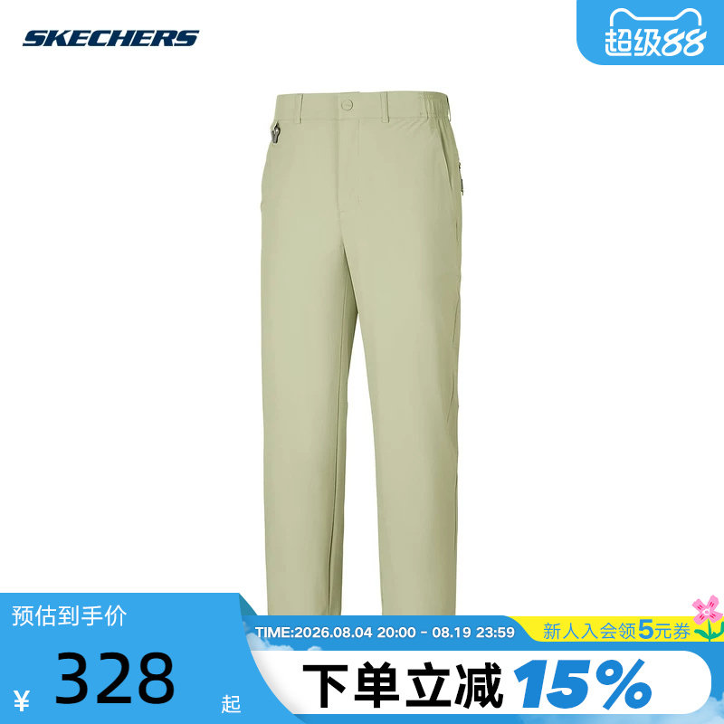 Skechers斯凯奇26夏男士运动裤宽松直筒裤百搭休闲长裤 P226M125 - 实物图