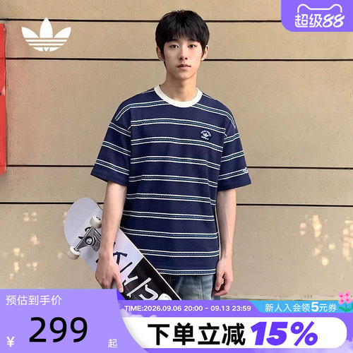 adidas三叶草运动T恤圆领短袖
