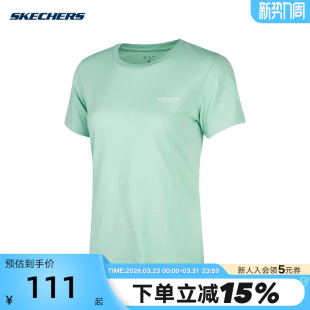 0421 P224W043 Skechers斯凯奇夏女子舒适圆领休闲运动短袖 T恤衫