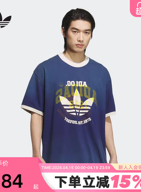 adidas阿迪达斯字母倒叙印花半袖透气夏三叶草情侣短袖T恤 KC0289