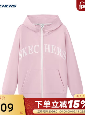 Skechers斯凯奇儿童连帽针织外套男女童休闲上衣 L325K020/01SX