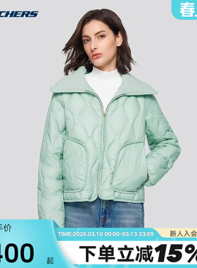 Skechers斯凯奇秋冬女士修身时尚梭织轻薄羽绒外套 L424W180/003K