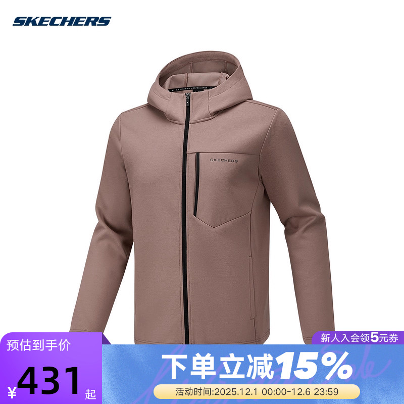 Skechers斯凯奇男秋冬新防风轻盈保暖梭织连帽外套 P425M009/0123