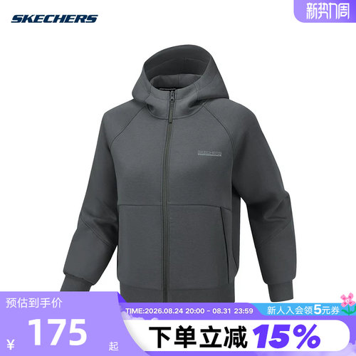 Skechers斯凯奇26春女防风保暖运动连帽梭织外套 P126W004/013P