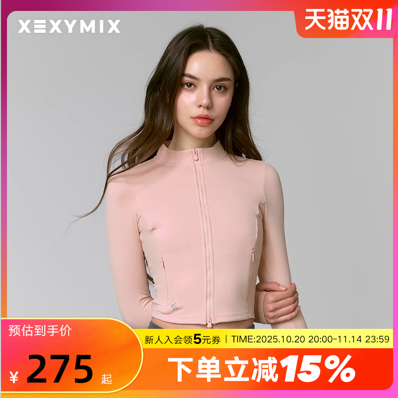 xexymix杰克茜 女修身短款瑜伽外套收腰运动健身服立领 TMJA0001F