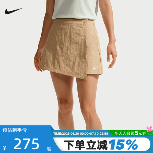 NIKE耐克女短裙夏季运动短裤防走光A字半身裙按扣裙裤IR1649-286