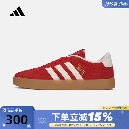 adidas阿迪达斯T头鞋VL COURT 3.0红色德训鞋秋冬女休闲鞋 KI5079