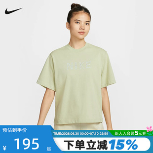 Nike耐克短袖女夏季复古印花宽松休闲针织透气运动T恤II0446-397