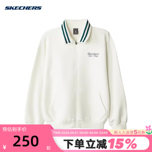 Skechers斯凯奇男子运动休闲翻领宽松透气针织外套 0074 L324M026