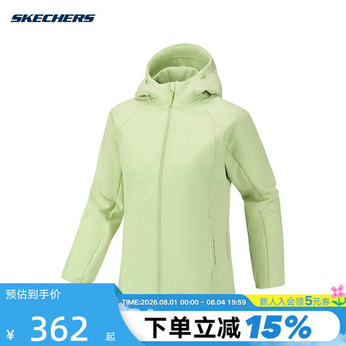 Skechers斯凯奇女士秋冬休闲时尚舒适梭织连帽外套 P126W001/0420