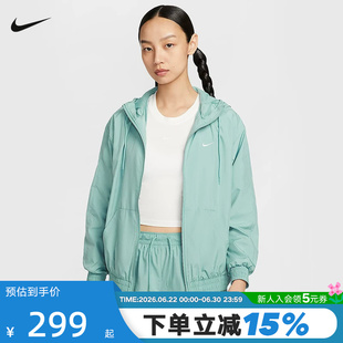 Nike耐克梭织外套女夏新款宽松轻薄皮肤衣连帽运动夹克FV6299-017