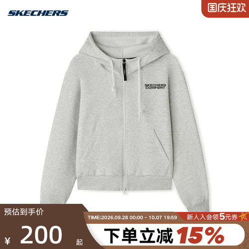 Skechers斯凯奇秋女子休闲上衣运动服连帽针织外套 L325W010/0248