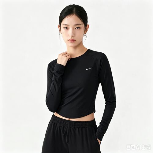 NIKE耐克秋季新款女运动修身短款长袖T恤简约休闲上衣 IM7578-010
