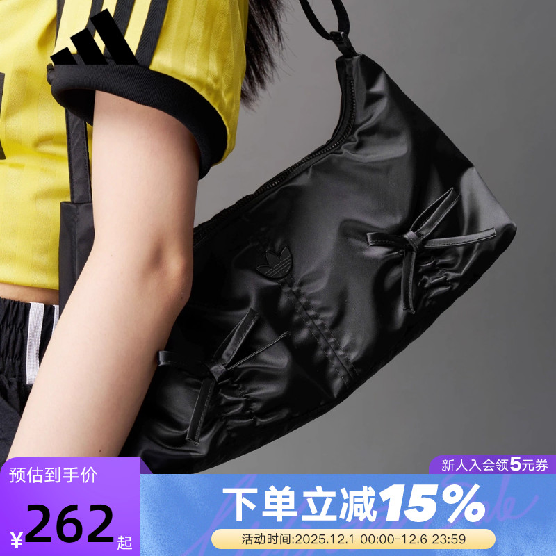 adidas阿迪达斯三叶草蝴蝶结法棍挎包2025秋女小巧单肩包 KC2770