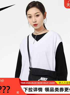 Nike耐克女包新款黑色小包休闲包单肩包时尚运动斜挎包CW9300-010
