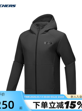 斯凯奇秋冬男子保暖连帽拉链运动外套 P425M075/0018