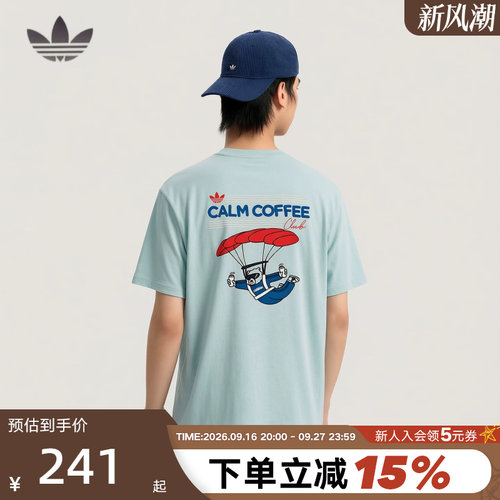 adidas阿迪达斯三叶草卡通图印花半截袖2026夏中性短袖T恤 KY5738