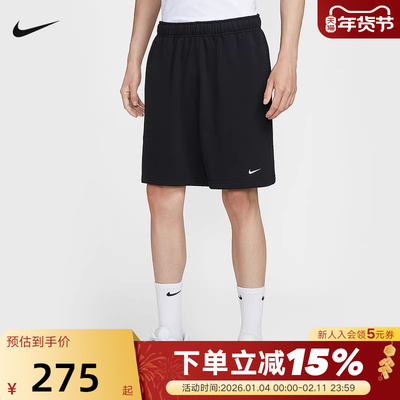 Nike耐克男子短裤夏新款宽松透气刺绣运动裤黑色五分裤IM3397-010