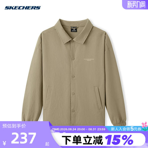 斯凯奇秋男女同款宽松插肩袖翻领梭织夹克外套 L325U020/03EN