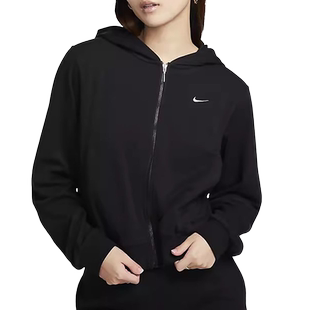 Nike耐克夹克外套女装秋新款宽松休闲运动黑色连帽卫衣FN2420-010