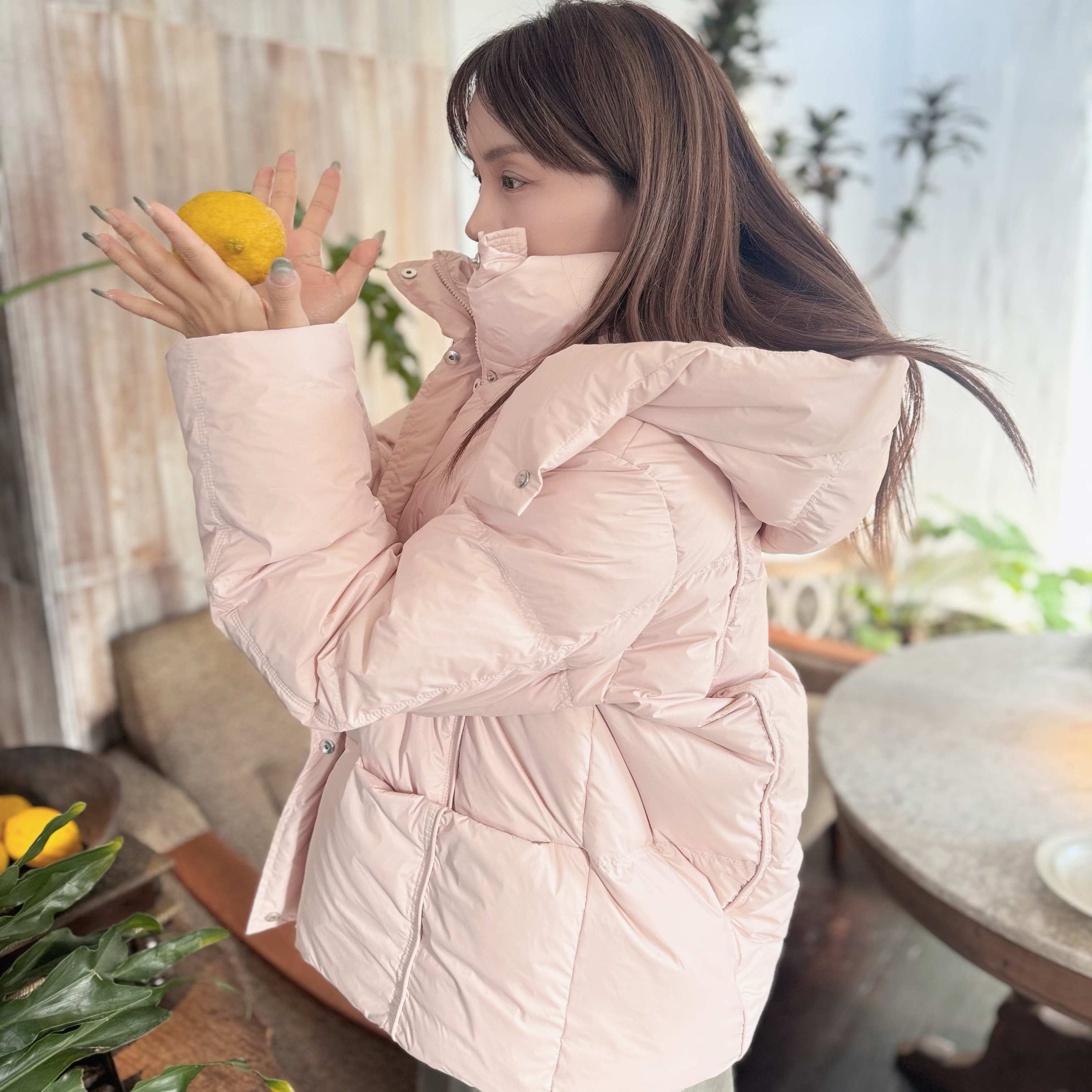 韩版小个子泡芙龟背连帽羽绒服