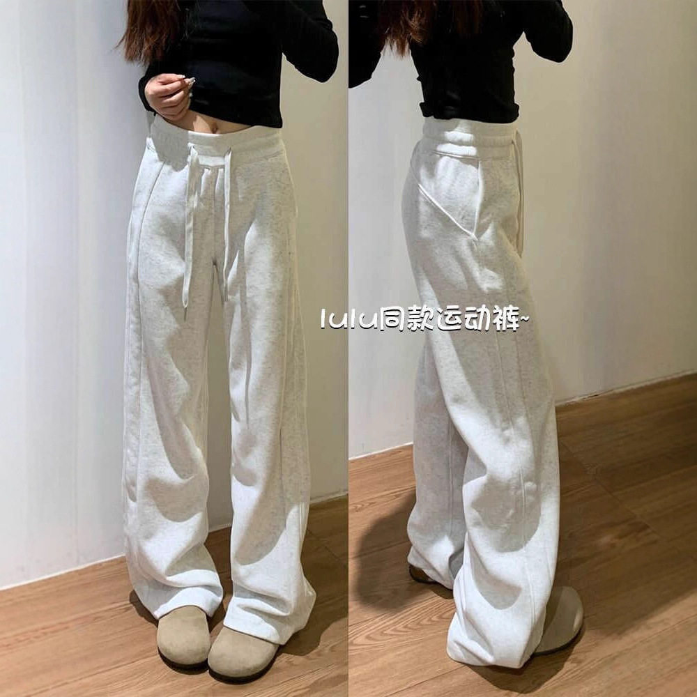 窄版香蕉裤女2025新款春秋小个子美式运动卫裤加绒加厚灰色