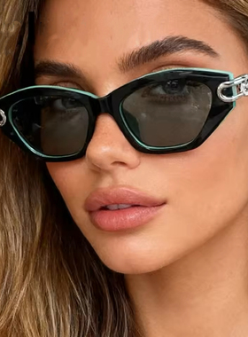 猫眼墨镜女款高级感显脸小2025新款方圆脸黑色复古欧美风太阳眼镜