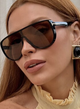 欧美大框T字连体太阳镜显脸小男女同款太阳个性潮流街拍遮阳墨镜