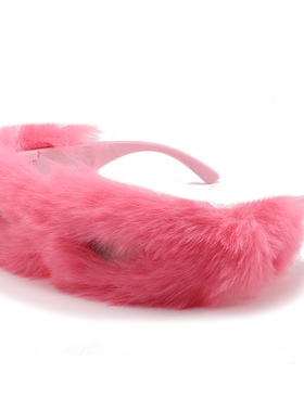 温暖软糯秋冬新款一体式毛绒墨镜女抖音网红拍照凹造型搞怪眼镜潮