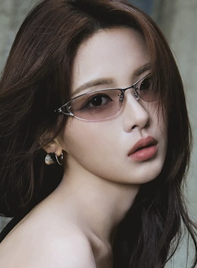 杨超越同款金属半框猫眼墨镜女老钱风半框Y2K辣妹凹造型太阳眼镜