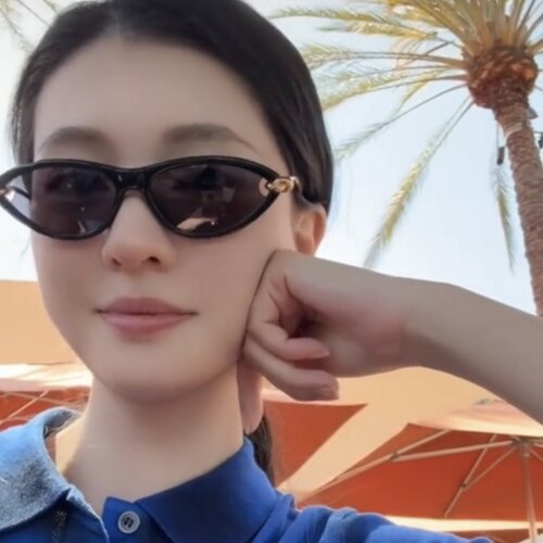 乔欣同款绳结小框猫眼墨镜女时尚气质街拍防紫外线太阳镜夏季度假
