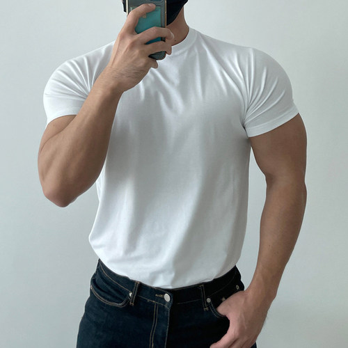 纯色圆领男士运动短袖