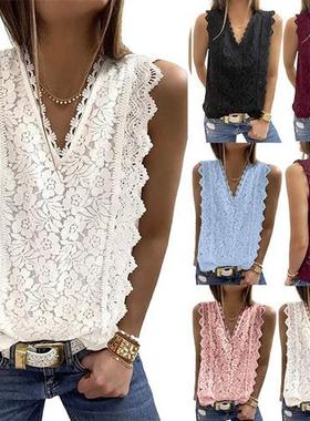 Summer new V-neck lace vest with lace sleeveless top